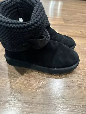 Ugg Boots Size 8 Plush 1125494 Black Wool Polyester Lyccell Knit • $32.99