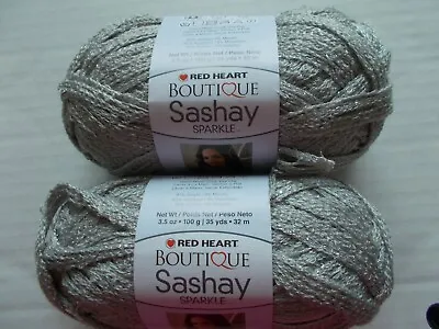 Red Heart Boutique Sashay Sparkle Ruffle Mesh Yarn Platinum Lot Of 2 • $18.99