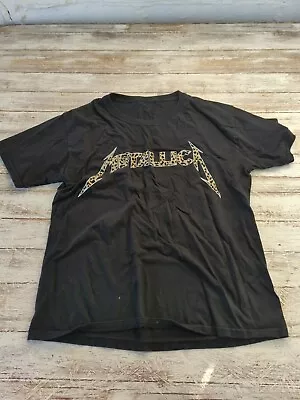 Metallica Rock Band Animal Print Cap Sleeve Black T-Shirt Women's Size Xs • $8.96