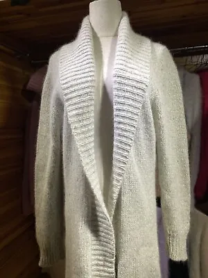 Angora Wool Sweater Chunky Cardigan Blended Fluffy Fuzzy Soft Women Knit • $39.99