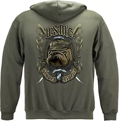 Marine Corps Hooded Sweat Shirt USMC Bull Dog Crossed Swords MM2268SW • $110