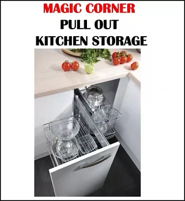 £279 • Buy Magic Corner Pull Out Kitchen Storage Solution Blind Corner Optimiser Chrome