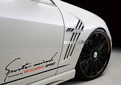 Sports Mind Powered By MITSUBISHI SPORT Decal Sticker Emblem Logo BLACK/RED Pair • $39.95