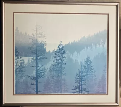 Vintage Virgil Thrasher Serigraph Framed Matted Art Print Lake Mountains Trees • $149.95
