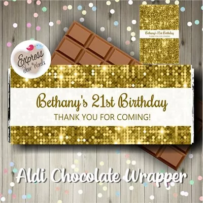  Birthday Party  Aldi Chocolate Wrappers 18th 21st ... Glow Mesh Sparkle • $9.50