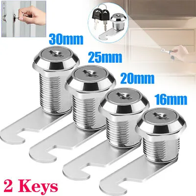 16/20/25mm Cam Lock Door Barrel Drawer Cabinet Mail Box Locker Cupboard 2 Keys • £3.29