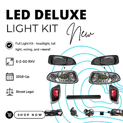 E-Z-GO RXV LED Deluxe Street Legal Headlight Tail Light Kit 2016-Up Golf Cart • $136
