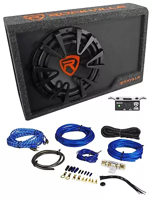 Rockville RWS12CA Slim 1200 Watt 12  Powered Car Subwoofer Enclosure + Wire Kit • $189.95