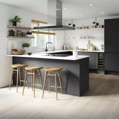 £1999 • Buy Magnet Luna Kitchen Unit Range Handleless Grey Gloss With Quartz Worktop £1999