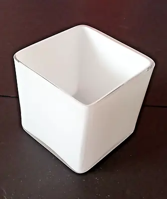 £5 • Buy VASE White Glass Cube - 10 Cms Square (4 Inches) Very Good Condition
