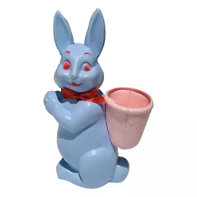 RARE 1968 Vintage Clintoy Blow Mold Easter Rabbit 10  Candy Holder Basket • $28