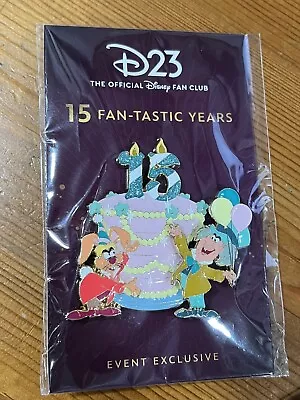 Disney D23 15th Anniversary Mad Hatter March Hare Alice Cake Pin LE 300 • £53.03