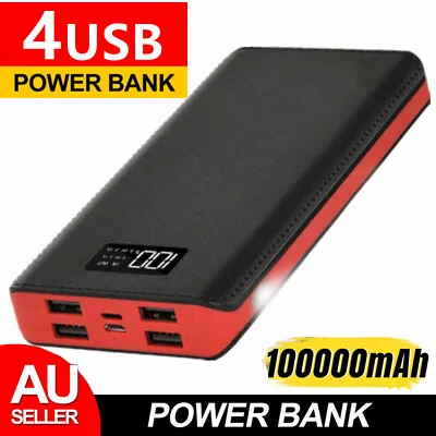 $28.33 • Buy 100000mAh For Mobile Phone 4 USB Portable Battery Charger External Power Bank