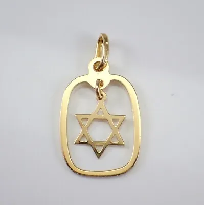 Vintage Star Of David Charm Unisex Pendant 14K Yellow Gold Plated 18 Chain • $137.69