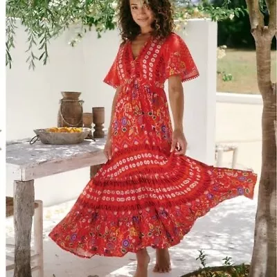 $45 • Buy JAASE 'Tessa' Maxi Dress In Red Sweet Escape Print - Size XS