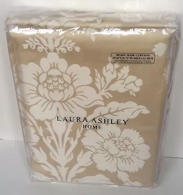 Laura Ashley Tatton Linen Curtains 64 W X 72 L (162 X 183cm) NEW Woven Jacquard • £175