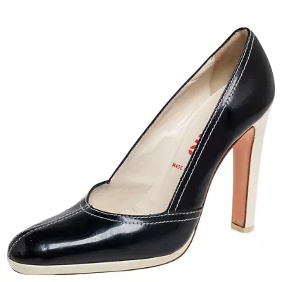 Miu Miu Black Patent Leather Round-Toe Pumps Size 37.5 • $120.75