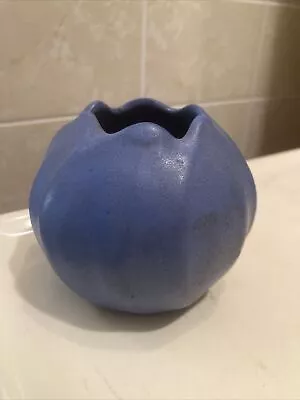 Vintage Mid Century Rosemeade Pottery Small Tulip Vase Bowl Periwinkle Blue MCM • $24.99