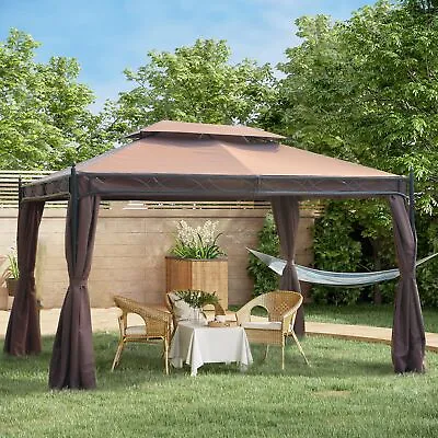 3x4M Garden Metal Gazebo Marquee Patio Party Tent Canopy Shelter W/ 2-tiers Roof • £199.99