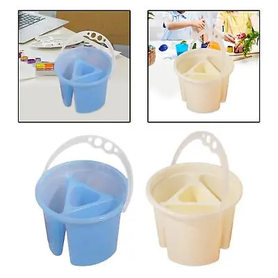 Paint Brush Washing Bucket With Handle With Pen Holder 4 Grids Art Supplies • £9.31