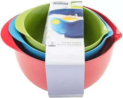 Trudeau Melamine Mixing Bowl Set -Red/Blue/Green • $34.99