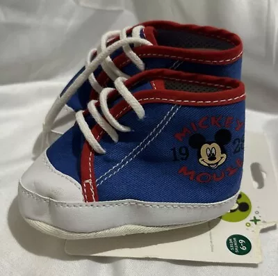 Disney Baby Shoes Mickey Mouse Blue White Red 6-9 Months • $5.99