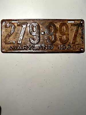 1929 Maryland License Plate 279 997 ALPCA AACA Garage Decor Ford Dodge Chevy • $34.18