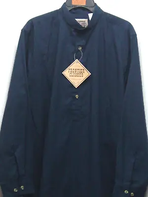 Frontier Classics Collarless NAVY BLUE 100% Cotton Shirt MEDIEM TO XLARGE  NEW • $44