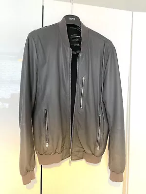 All Saints Sonar Grey Leather Jacket In Excellent Condition Medium • £85