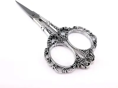 Sewing Vintage Antique Tools Plum Blossom Needlework Embroidery Scissors Silver • $11.68