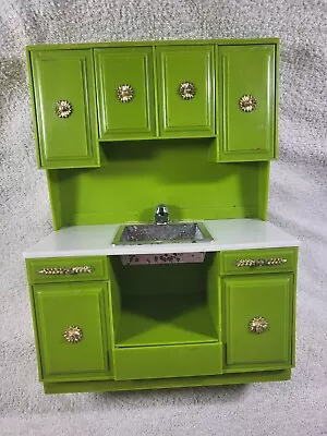 Marx Little Hostess Dollhouse Furniture Kitchen Sink Olive Green  • $29.99