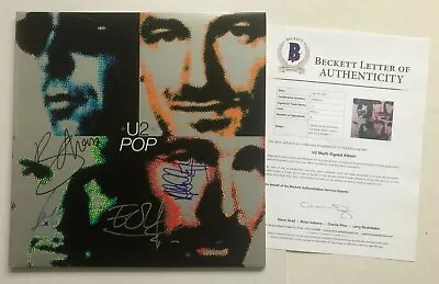 U2 (Bono Edge Clayton & Mullen) Signed POP LP ALBUM COVER W/ Beckett BAS LOA  • $4999.95