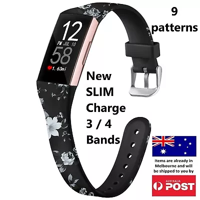 New Slim Patterned Replacement Band - Charge 3 4 Silicone Watch Sports Strap • $9.95