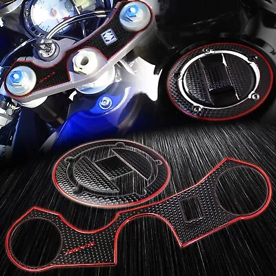 Handle Yoke Cover+Fuel Cap Perforated Sticker Pad 06-23 GSXR 600/750 Chromed Red • $22.39