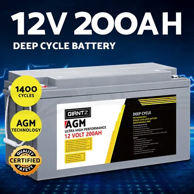 Giantz AGM Deep Cycle Battery 12V 200Ah Marine Sealed Power Portable Box Solar • $325.95
