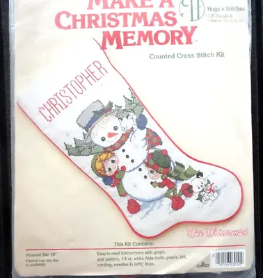 Wee Winsoms SNOWMAN  Make A Christmas Memory Counted Cross Stitch New  KIT • $9.99