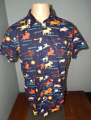 DISNEY'S THE LION KING Button Up All Over Print Hawaiian Shirt Men's Small • $19