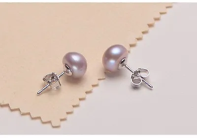 925 Sterling Silver Genuine Freshwater 3-12mm Pearl Stud Earrings Gift Box Love • $6.95