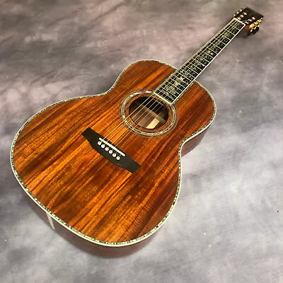 Full KOA Wood OOO45 Mold Abalone Inlaid With Black Finger Acoustic Guitar • $428