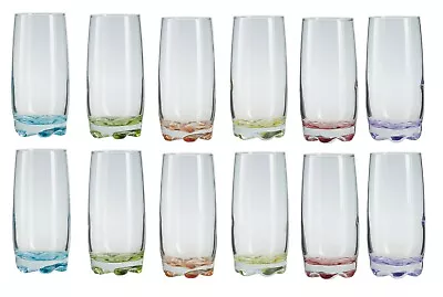 12x Highball Cocktail Glasses. Coloured Base Highball Glass Set. (390 Cc/ml) • £34.95
