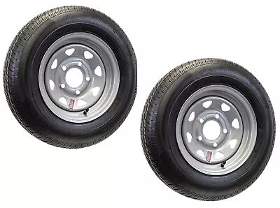 2-Pk ST145R12 145/R12 Radial Trailer Tire On Silver Spoke Rim 5 Lug Wheel LRD • $161.97