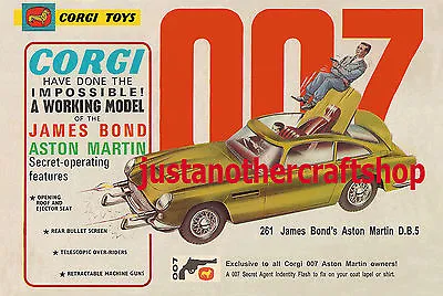 Corgi Toys 261 James Bond Aston Martin DB5 Vintage Poster Advert Sign Leaflet • $5.59