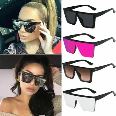 $14.83 • Buy Oversized Square Sunglasses Women Fashion Flat Top One Piece Shade Mirror UV400
