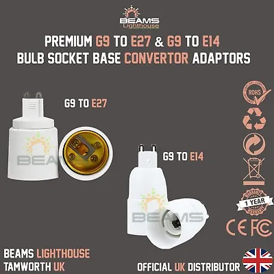 2x G9 To E14 SES Or G9 To E27 ES LED/CFL Adapter Light Bulb Convertor Holder UK • £7.40