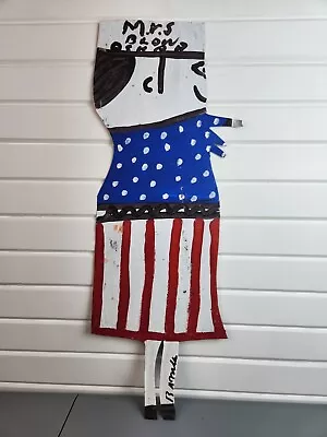 RA Miller Mrs. Blow Oskar Painting Metal Cut Out Outsider Art Folk Art 26  Tall • $550