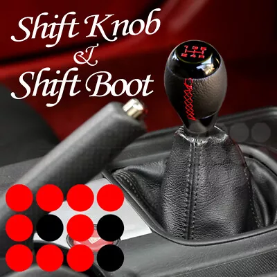$13.25 • Buy 5-Speed Manual Shift Knob Leather Boot Cover Combo Leather Black Shifter Lever