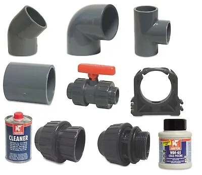 £2.60 • Buy 50mm SWIMMING POOL PVC PIPE FITTINGS, VALVES, GLUE AND CLEANER