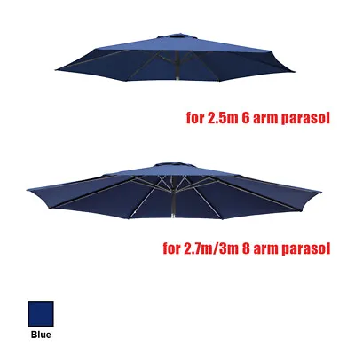 2.5m 2.7m 3m Replacement Fabric Garden Parasol Canopy Cover For 6 8 Arm Umbrella • £24.98