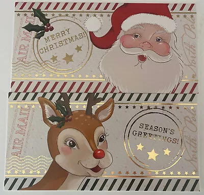 Christmas Greeting Card Traditonal Pk2- Santa Rudolph North Pole • $3.39