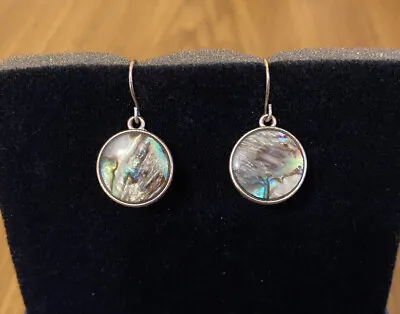 Lovely Pair Of Abalone Shell Earring In Silver Tone For Pierced Ears • £7